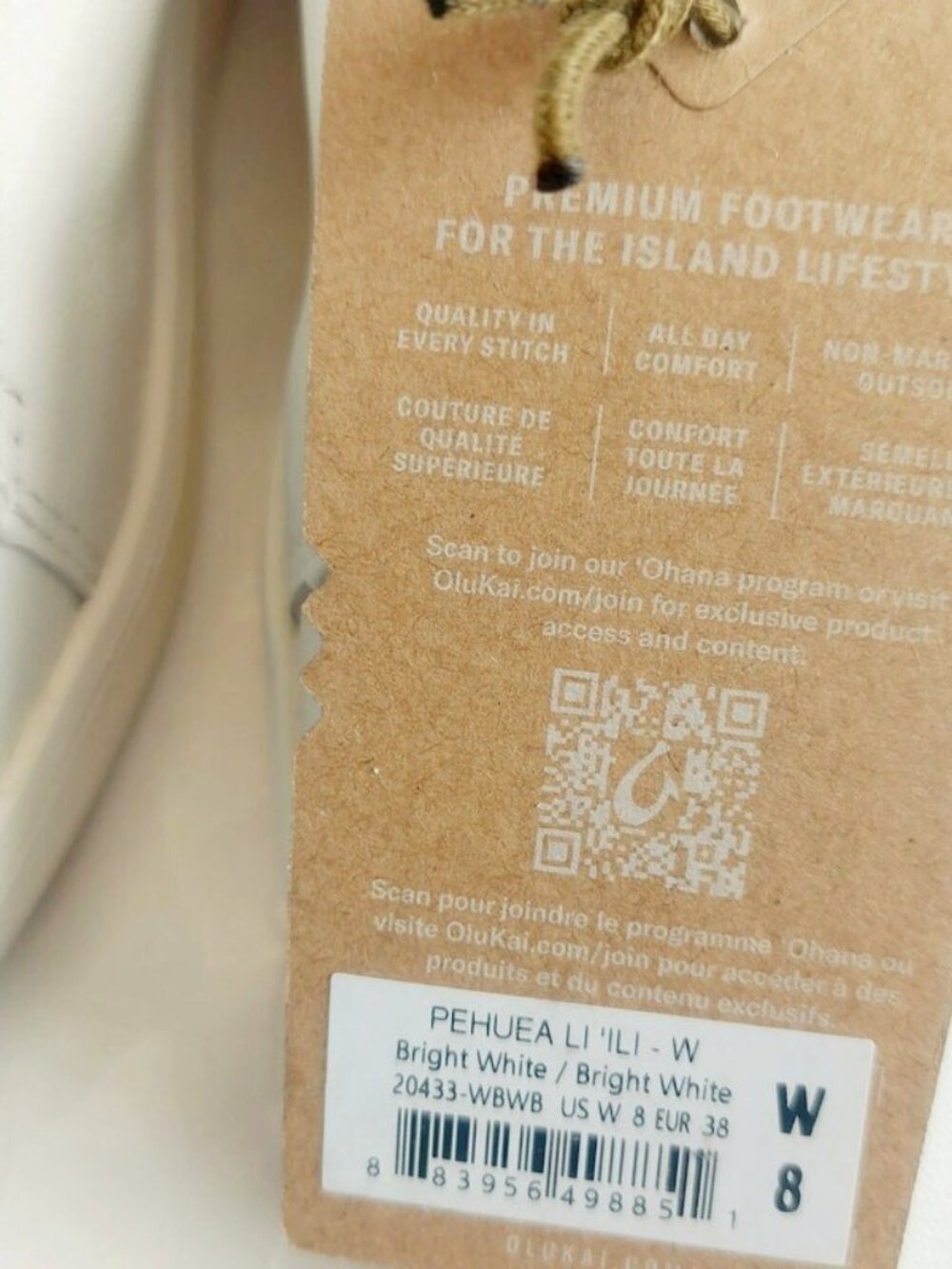 Olukai Womens Size 8 PEHUEA LI ILI Casual Leather Sneaker Bright White Shoe - Picture 8 of 9